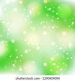 soft light green bokeh blurred background. abstract spring summer vector illustration. copy space