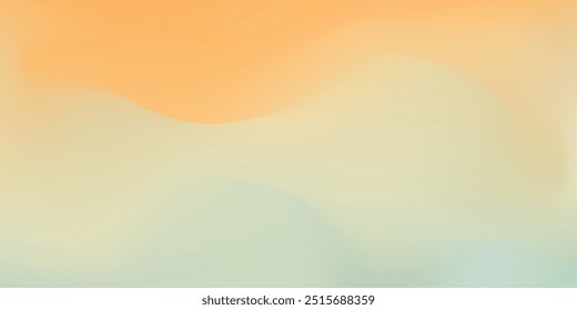 Cor laranja claro suave e amarelo pálido e verde cores vetor malha gradiente fundo. Abstrato ondulado calmo e tranquilo digital aquarela nascer do sol céu conceito para o design do tempo, banner, superfície