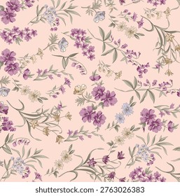 soft light pink — delicate purple, sky-blue, and sunny yellow blooms with fresh green foliage.