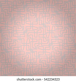 Soft light pink geometrical seamless pattern in conduit style. Bright, symmetric design for curtain, fabric, ads or other purpose. Tangled mosaic repeatable backdrop.
