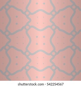 Soft light pink ornamental seamless pattern in tracery style. Colorful, contrast design for packing-paper, wallpaper, fabric or other purpose. Entangled puzzle repeatable backdrop.