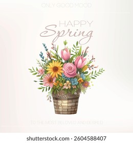 Soft and light spring bouquet in minimalist style, suitable for modern and elegant designs
