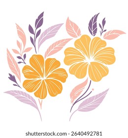 soft line flower artwork with detailed botanical sketches.hand drawn design for digital and textile use.contemporary floral composition

