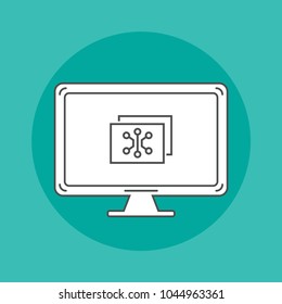 Soft line vector icon on computer