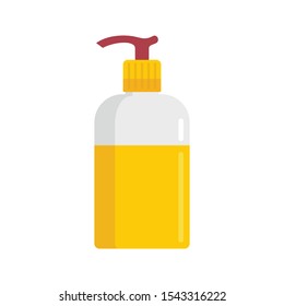 Soft Liquid Soap Bottle Flat Icon. Vector Soft Liquid Soap In Flat Style Isolated On White Background. Element For Web, Game And Advertising