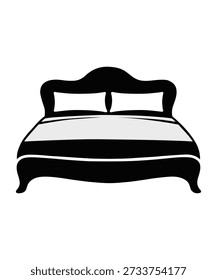 Soft Luxury Bed Icon for Elegant Bedroom.