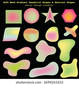 Soft Mesh Gradient Geometric shapes and Wavy Abstract Shapes Vector Pack.	
