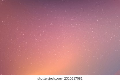 Soft milky way background. Beautiful starry sky for brochure or banner. Infinite sunlight effect with constellations. Night texture with shining stars. Vector illustration.