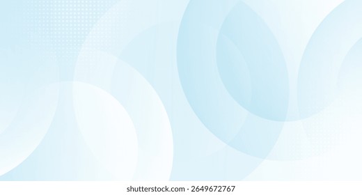 Soft Minimalist Abstract Background in blue and white gradient shades with circles.vector illustration