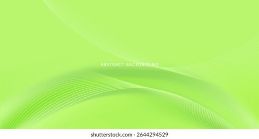 Plano de fundo abstrato minimalista suave em tons de gradiente verde e branco com linhas fluindo.