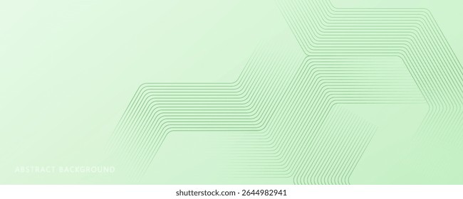 Soft Minimalist Abstract Background in Green and White Gradient Shades with hexagon lines. Hexagon effect style, geometric abstract background.