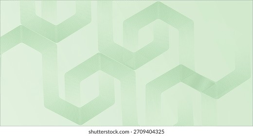 Plano de fundo abstrato minimalista suave em tons de gradiente verde e branco com linhas hexágono. Estilo de efeito hexágono, fundo abstrato geométrico.