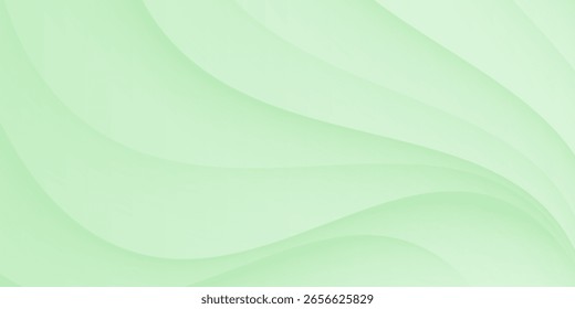 Soft Minimalist Abstract Background in Shades of Green and White Gradient with modern wavy lines.