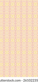 Soft and minimalist seamless pattern using subtle pink lines and golden yellow dots.