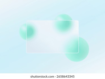 Banner de vidro de menta macia sobre fundo azul claro