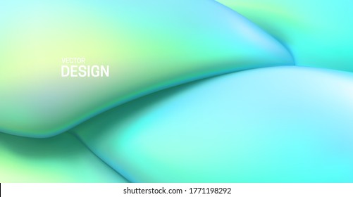 Soft mint green backdrop. Abstract liquid background. Vector 3d illustration. Fluid dynamic texture. Minimalist cover template. Decoration element for poster or landing page