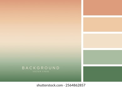 Soft mint green and light brown terracotta beige gradient background with color palette