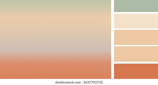 Soft mint green and light brown terracotta beige gradient background with color palette