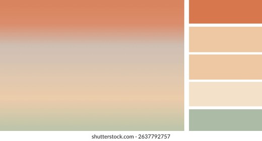 Soft mint green and light brown terracotta beige gradient background with color palette.eps10