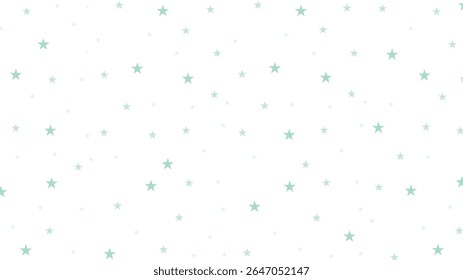 Soft mint star pattern on white background. Seamless vector design perfect for baby shower invitations, nursery prints, kids wallpaper, fabric, wrapping paper, and pastel-themed decorations.