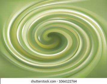 Soft mixed gel light apple avocado color curvy eddy tea rippled fond. Fern swamp water wavy volute fluid smooth glowing sauce surface with space for text in center of funnel