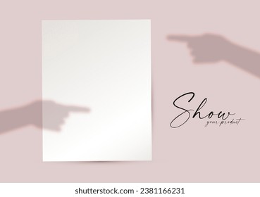 Soft Mock Up with A4 paper template and shadow human hand with showing gesture - Powered by Shutterstock - Get 15% off with code: PIKWIZARD15