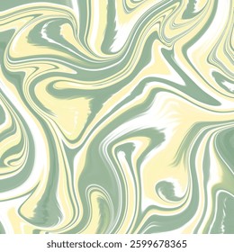 A soft and modern abstract marble pattern with hues of green, yellow, and white.