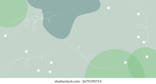 Padrão abstrato suave e moderno com formas orgânicas verdes e azuis suaves, apresentando pequenos pontos brancos em um fundo claro e calmante.