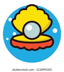 A soft mollusk structure avin hard shiny glossy pearl depicting pearl in a shell