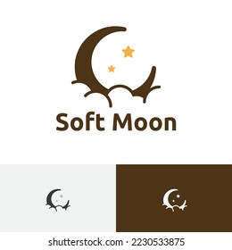 Soft Moon Cloud Crescent Stars Sky Night Space Logo