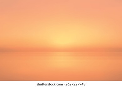 Soft morning light spreading from horizon with smooth golden tones and reflections