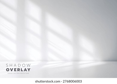 Soft morning sunlight filters through window blinds, casting calm, minimal shadows on a white wall, evoking a quiet moment of simplicity.
