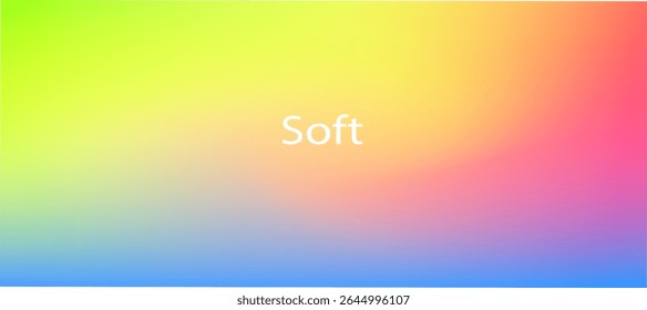 Soft multicolor gradient with yellow, green, pink, blue, and red tones, blended smoothly for a vibrant yet gentle background—ideal for creative, modern, and abstract vector designs.