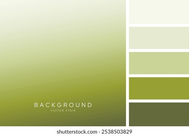 Soft natural olive green gradient background with color palette, vector illustration 