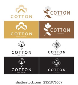 Soft natural organic cotton flower plant logo for cotton plantations, industries,business,textile,clothing and beauty,vector