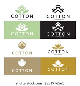 Soft natural organic cotton flower plant logo for cotton plantations, industries,business,textile,clothing and beauty,vector