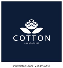 Soft natural organic cotton flower plant logo for cotton plantations, industries,business,textile,clothing and beauty,vector