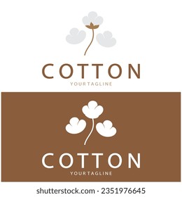 Soft natural organic cotton flower plant logo for cotton plantations, industries,business,textile,clothing and beauty,vector