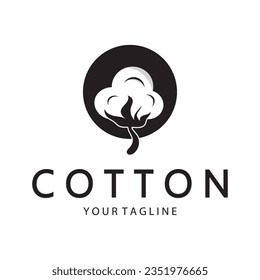 Soft natural organic cotton flower plant logo for cotton plantations, industries,business,textile,clothing and beauty,vector