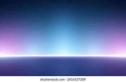 Soft neon gradient studio room, abstract background pattern, walls and floor reflect neon lights, soft grainy texture vintage style, technology connected blue-pink background. Future technology.