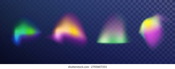 Formas de gradiente holográfico neon suave com borrão de aura pastel. Elementos luminosos abstratos para o design cibernético Y2K, cartazes, IU e arte digital PNG