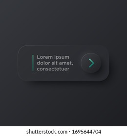 Soft Neumorphism Text holder with button. Trending Vector design UI element.