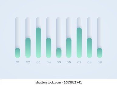 Soft Neumorphist volume bar UI interface. Trending Vector design UX element. 