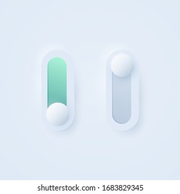 Soft Neumorphistic  On And Off Toggle Switch For UI Interface. Trending Vector Design UX Element. 