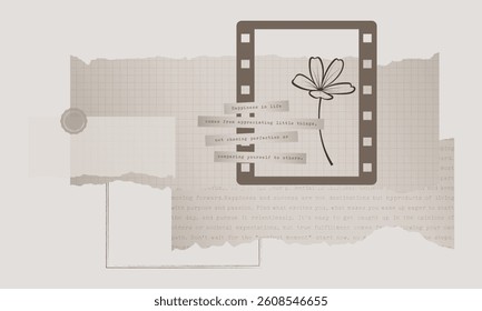 Soft neutral Aesthetic Scrapbook Element Stickers board background