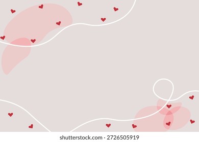 Fondo neutro suave con corazones Pequeños y líneas que fluyen