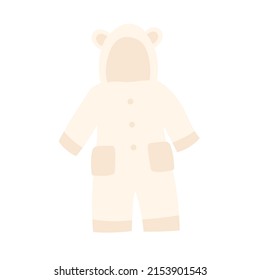Soft newborn baby snowsuit. Toddler bear romper suit, warm infant clothes boho isolated illustration