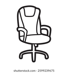 soft office chair, black and white line art vector