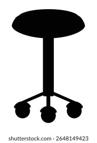 Banqueta de escritório macia sobre rodas, móveis - imagem de silhueta vetorial para logotipo, pictograma ou estêncil. Fezes sobre rodas silhueta para estêncil.