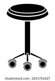 Banqueta de escritório macia sobre rodas, móveis - imagem de silhueta vetorial para logotipo, pictograma ou estêncil. Banqueta sobre rodas para estêncil ou ícone